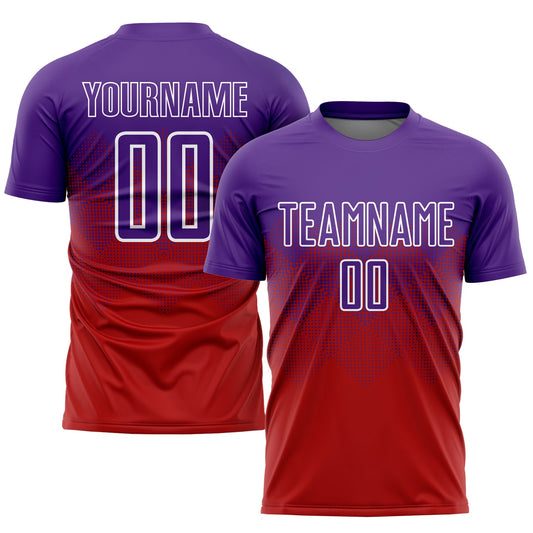 Custom Red Purple-White Sublimation Soccer Uniform Jersey - Main View