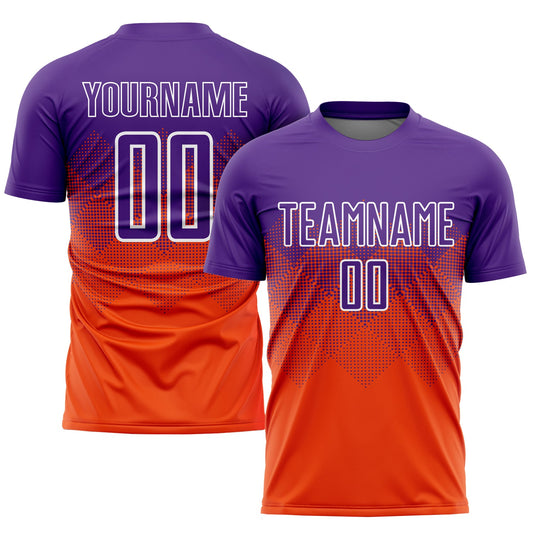 Custom Orange Purple-White Sublimation Soccer Uniform Jersey - Main View
