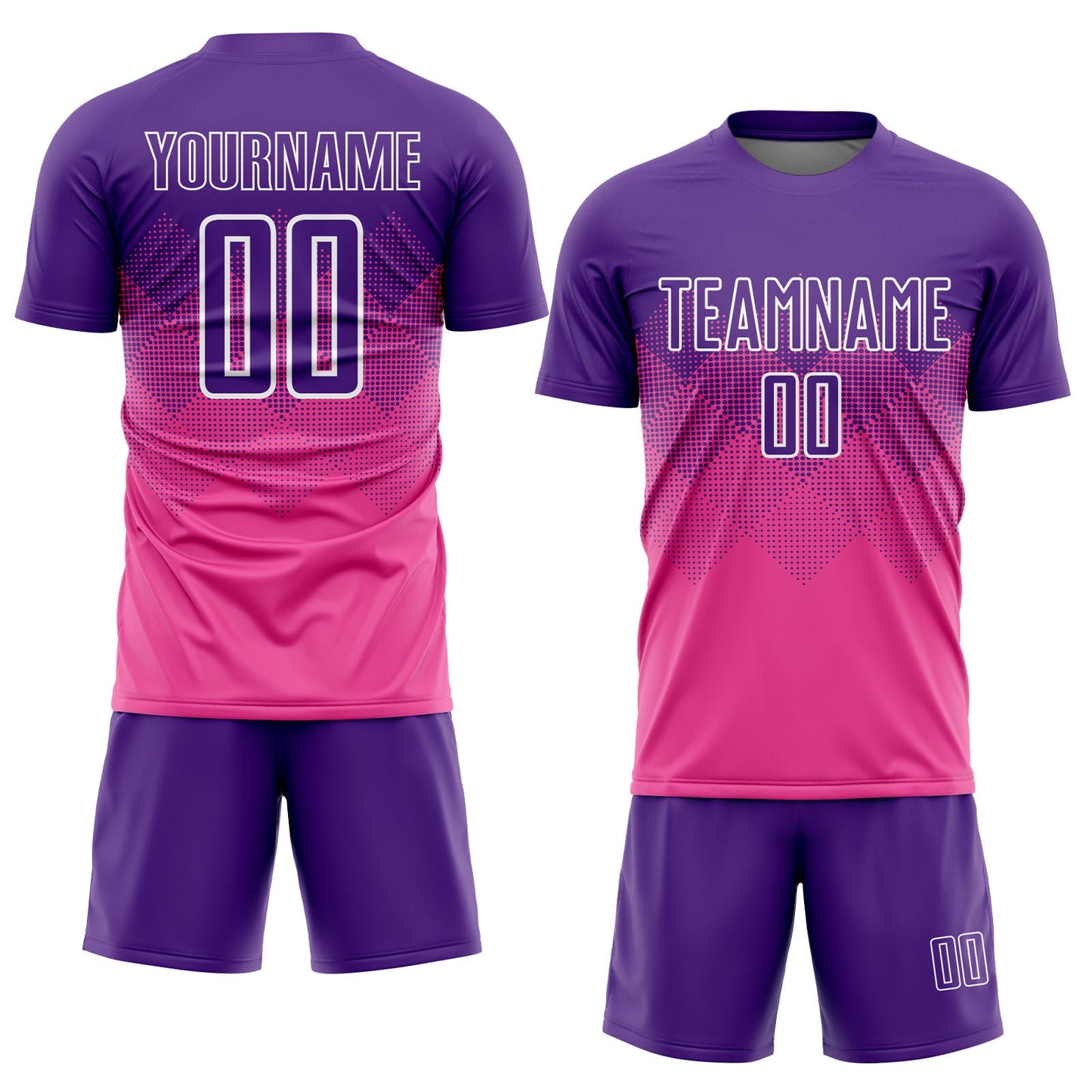 Custom Pink Purple-White Sublimation Soccer Uniform Jersey view 2