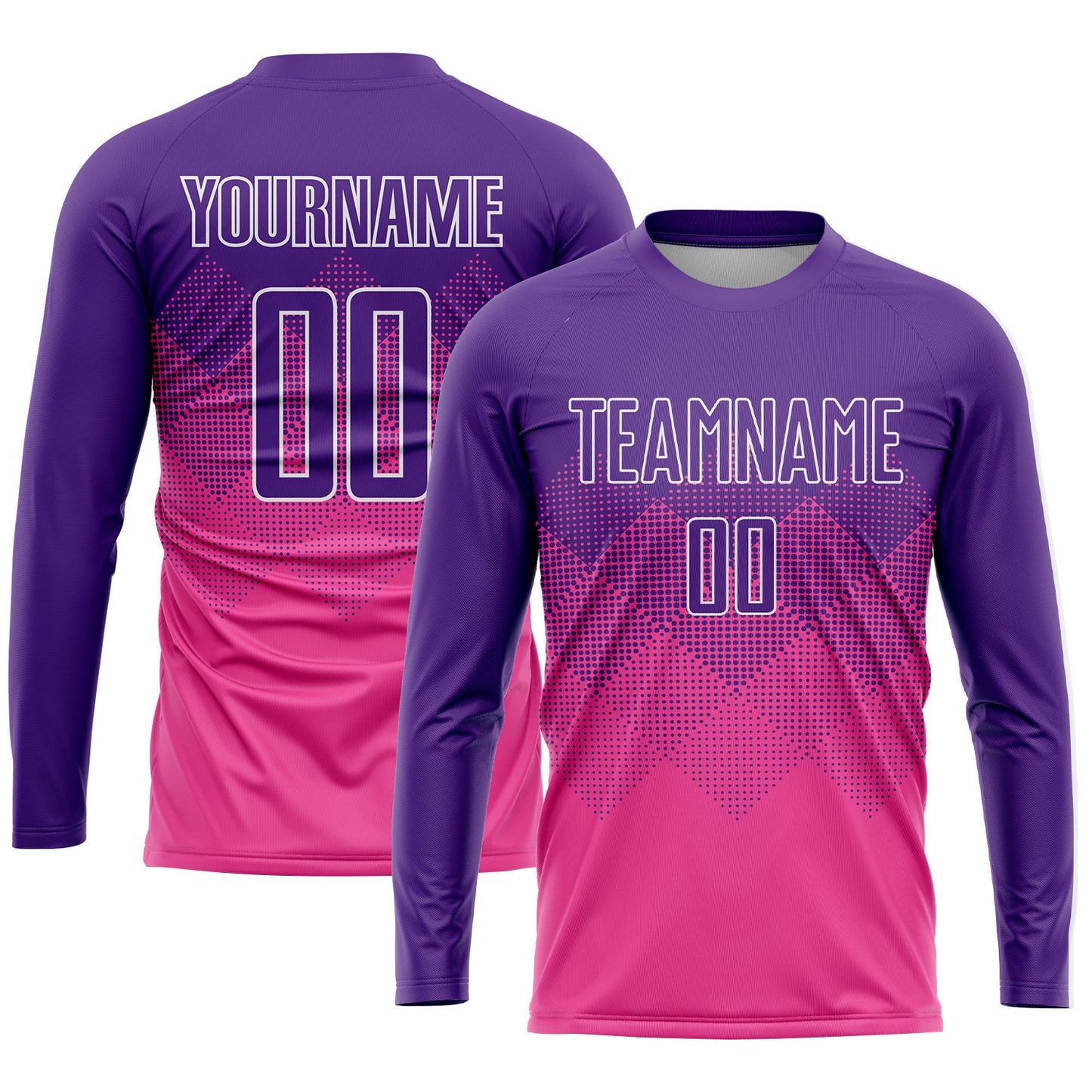 Custom Pink Purple-White Sublimation Soccer Uniform Jersey view 3