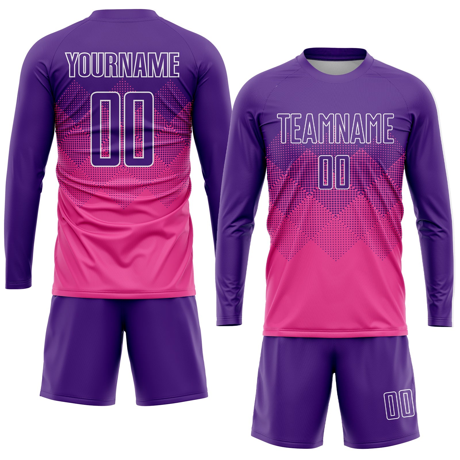 Custom Pink Purple-White Sublimation Soccer Uniform Jersey view 4
