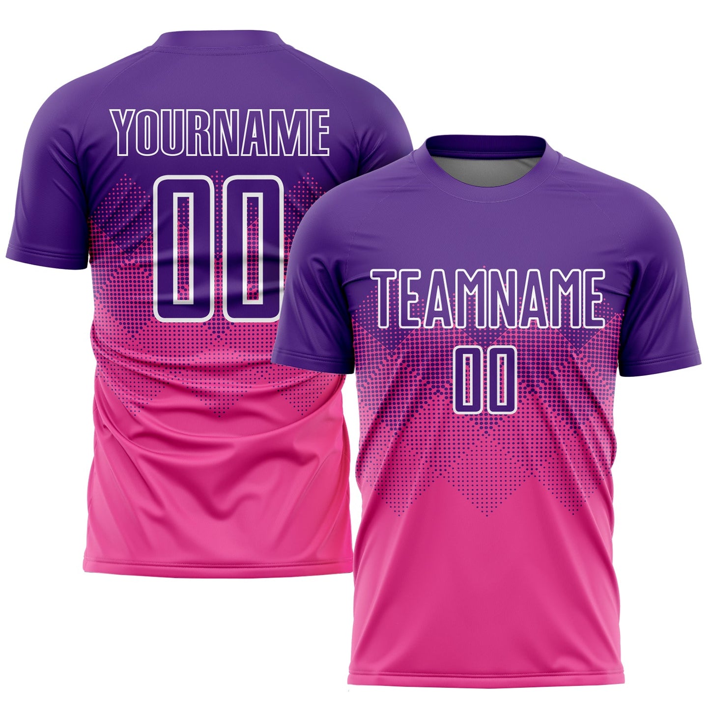 Custom Pink Purple-White Sublimation Soccer Uniform Jersey - Main View