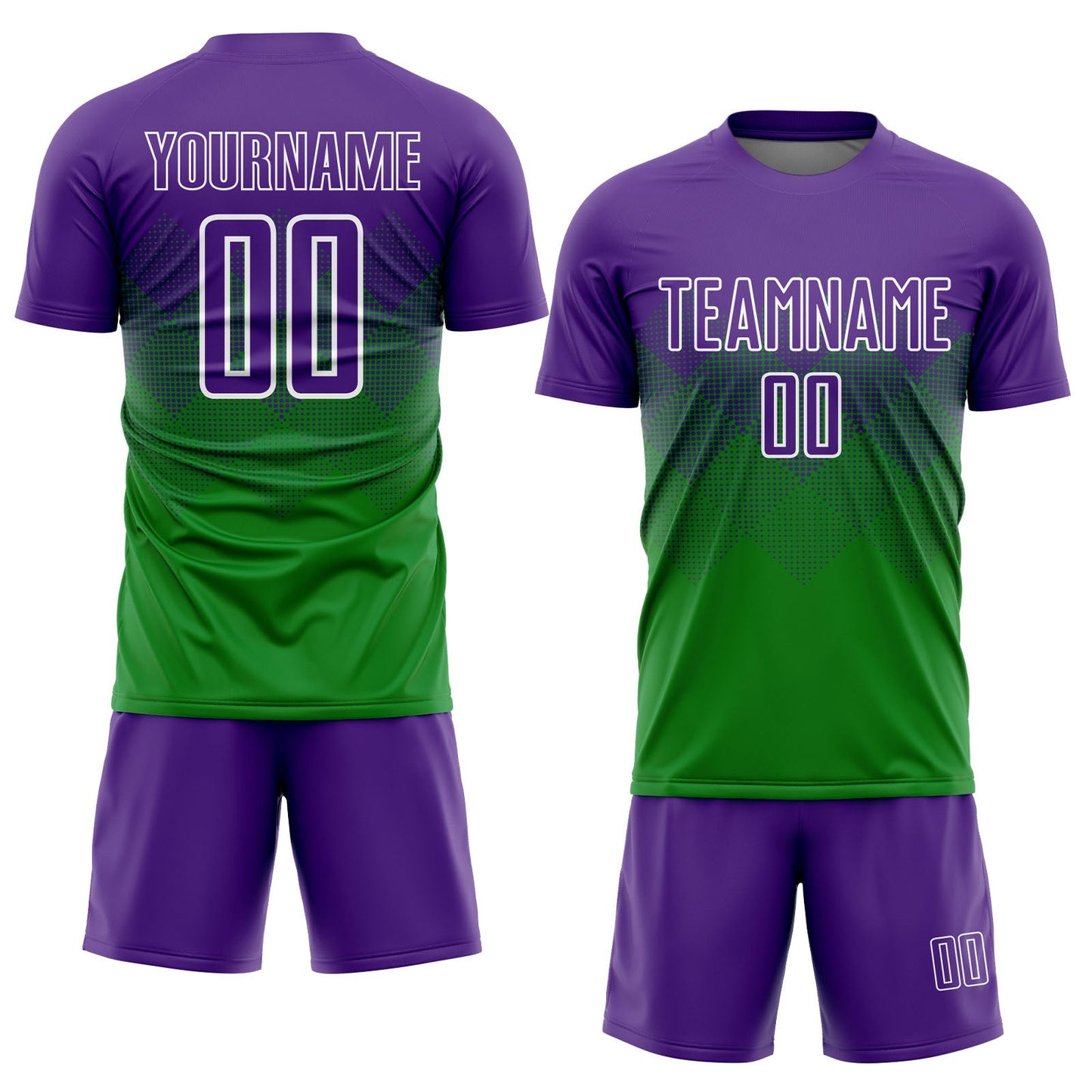 Custom Grass Green Purple-White Sublimation Soccer Uniform Jersey view 2