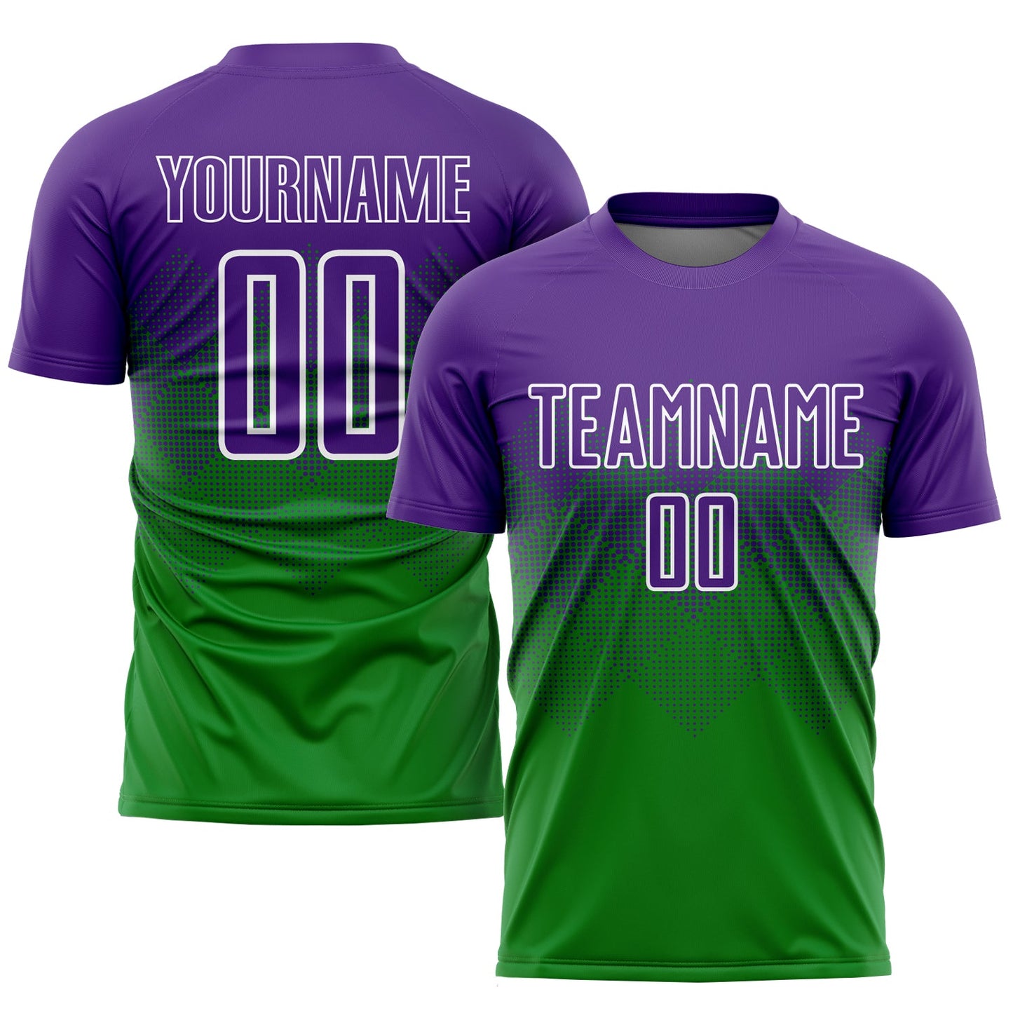 Custom Grass Green Purple-White Sublimation Soccer Uniform Jersey - Main View