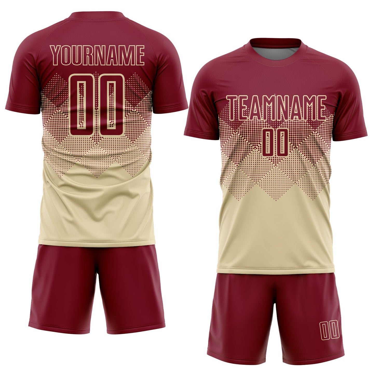 Custom Cream Crimson Sublimation Soccer Uniform Jersey view 2