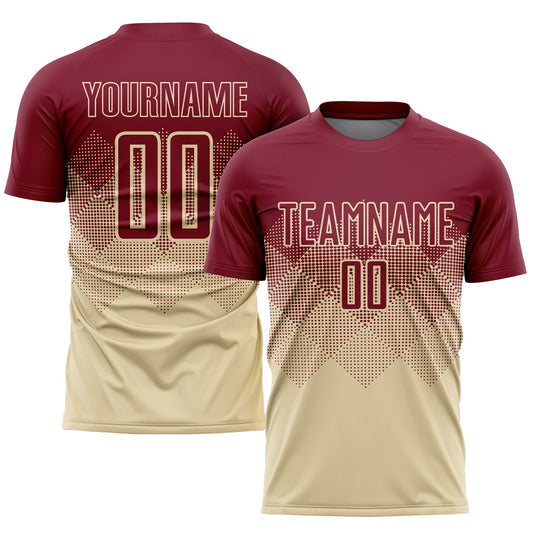 Custom Cream Crimson Sublimation Soccer Uniform Jersey - Main View