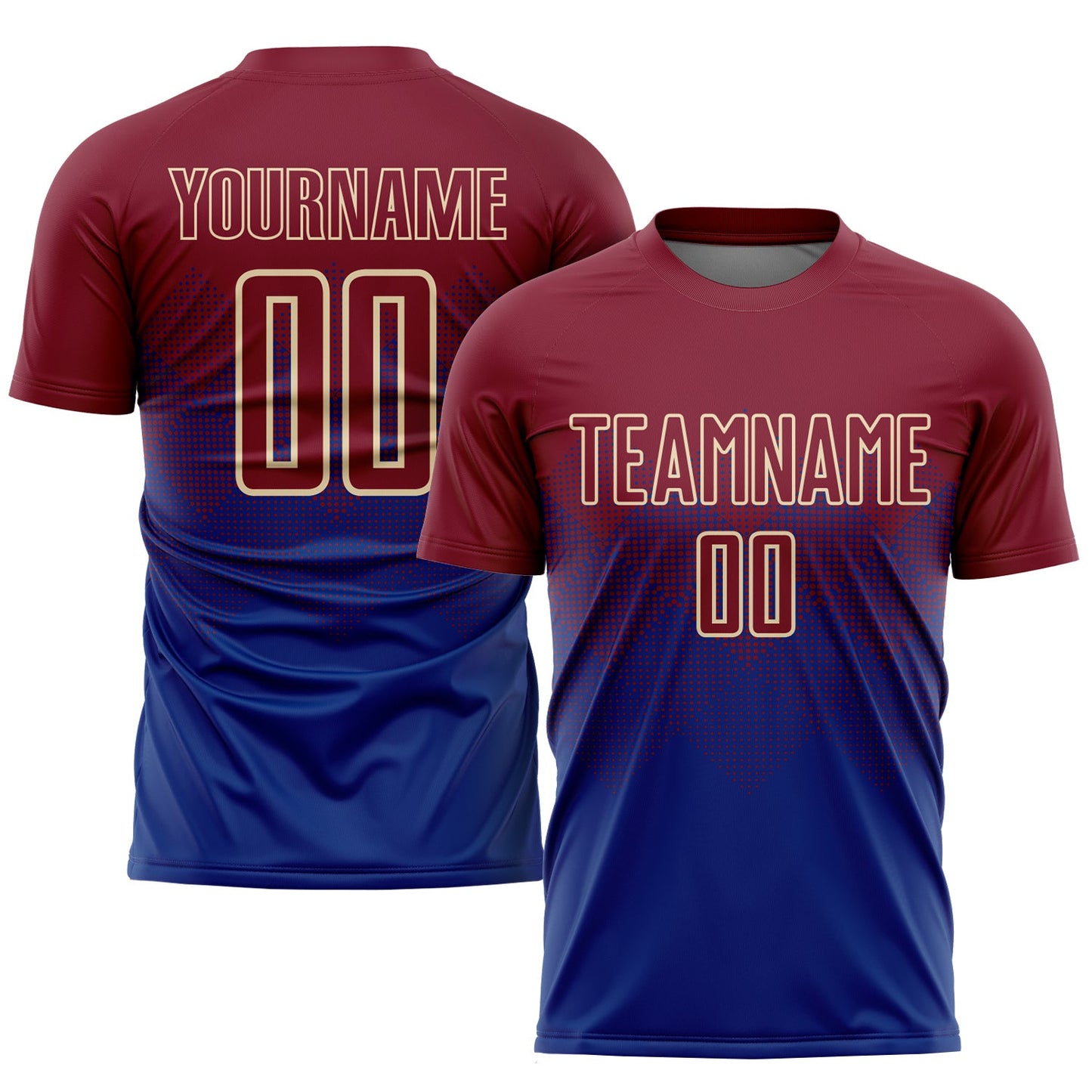 Custom Royal Crimson-Cream Sublimation Soccer Uniform Jersey - Main View
