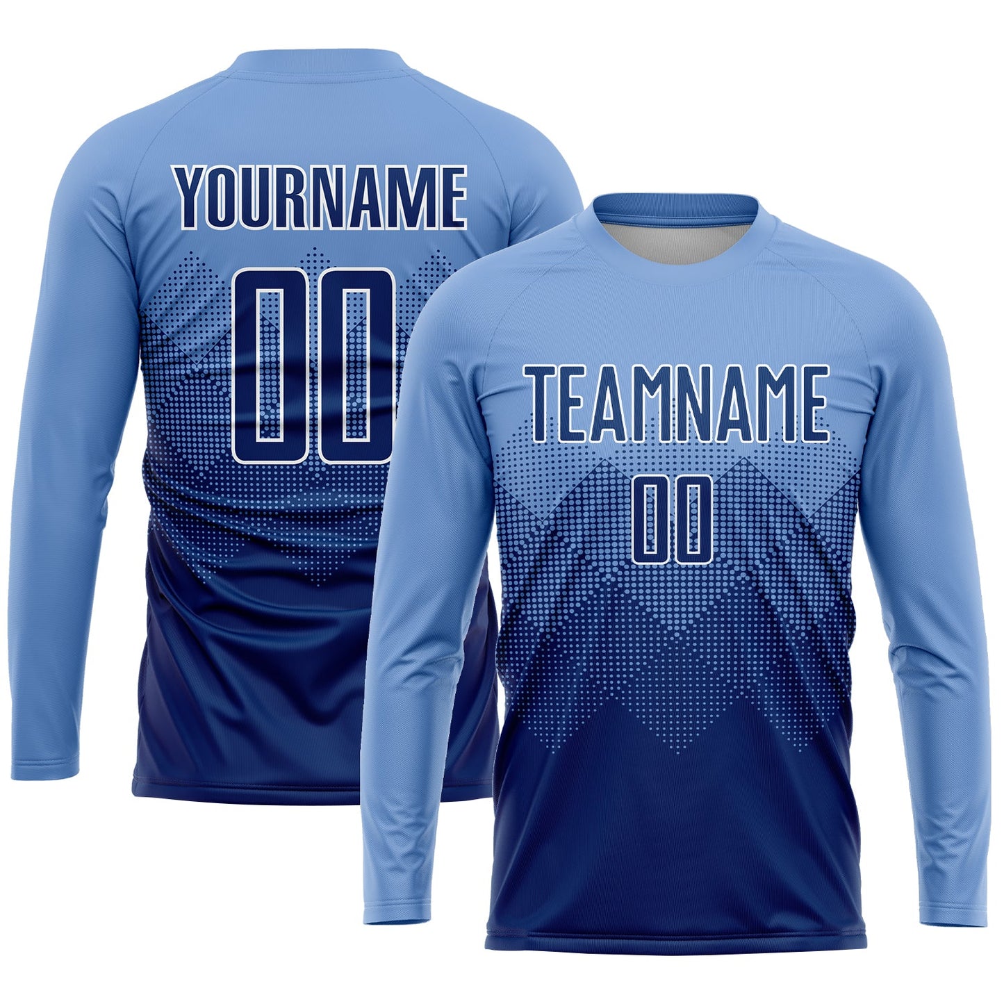 Custom Light Blue Navy-White Sublimation Soccer Uniform Jersey view 3