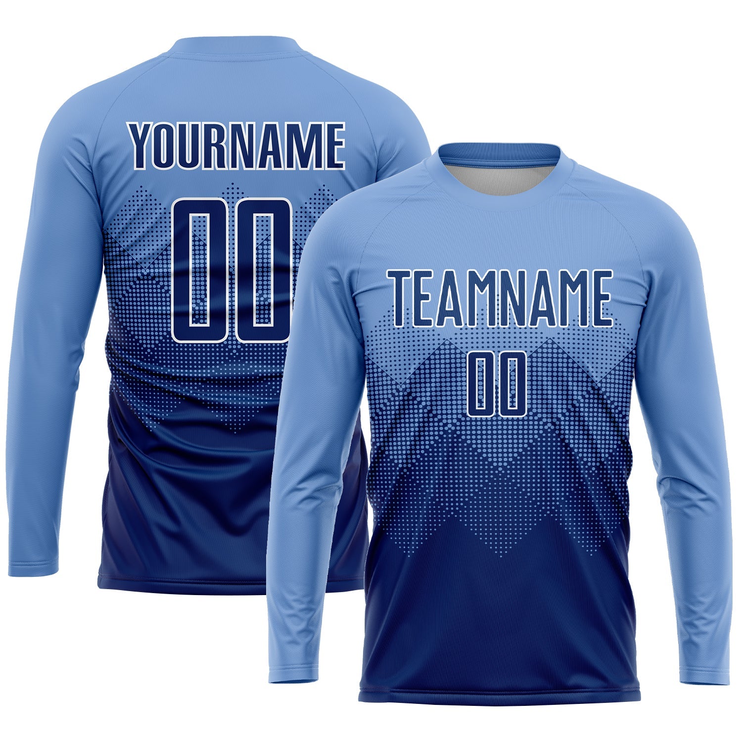Custom Light Blue Navy-White Sublimation Soccer Uniform Jersey view 3