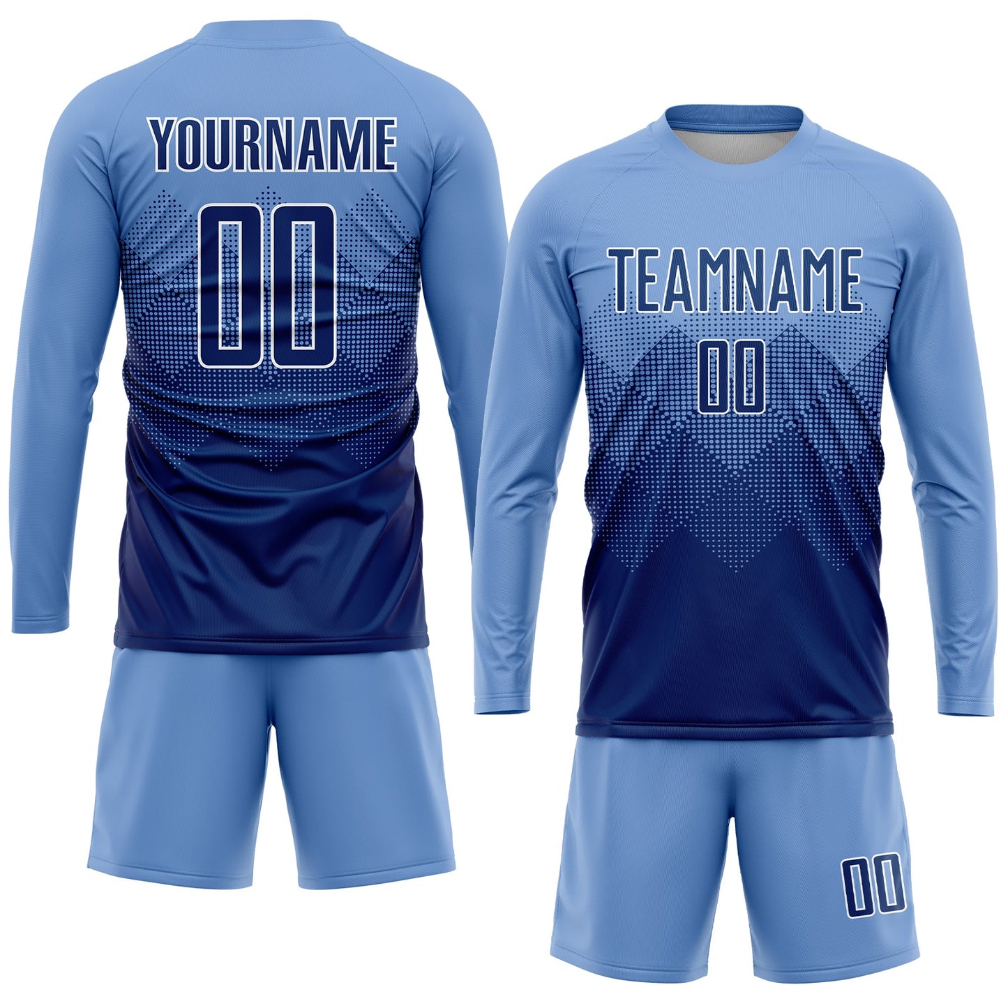 Custom Light Blue Navy-White Sublimation Soccer Uniform Jersey view 4