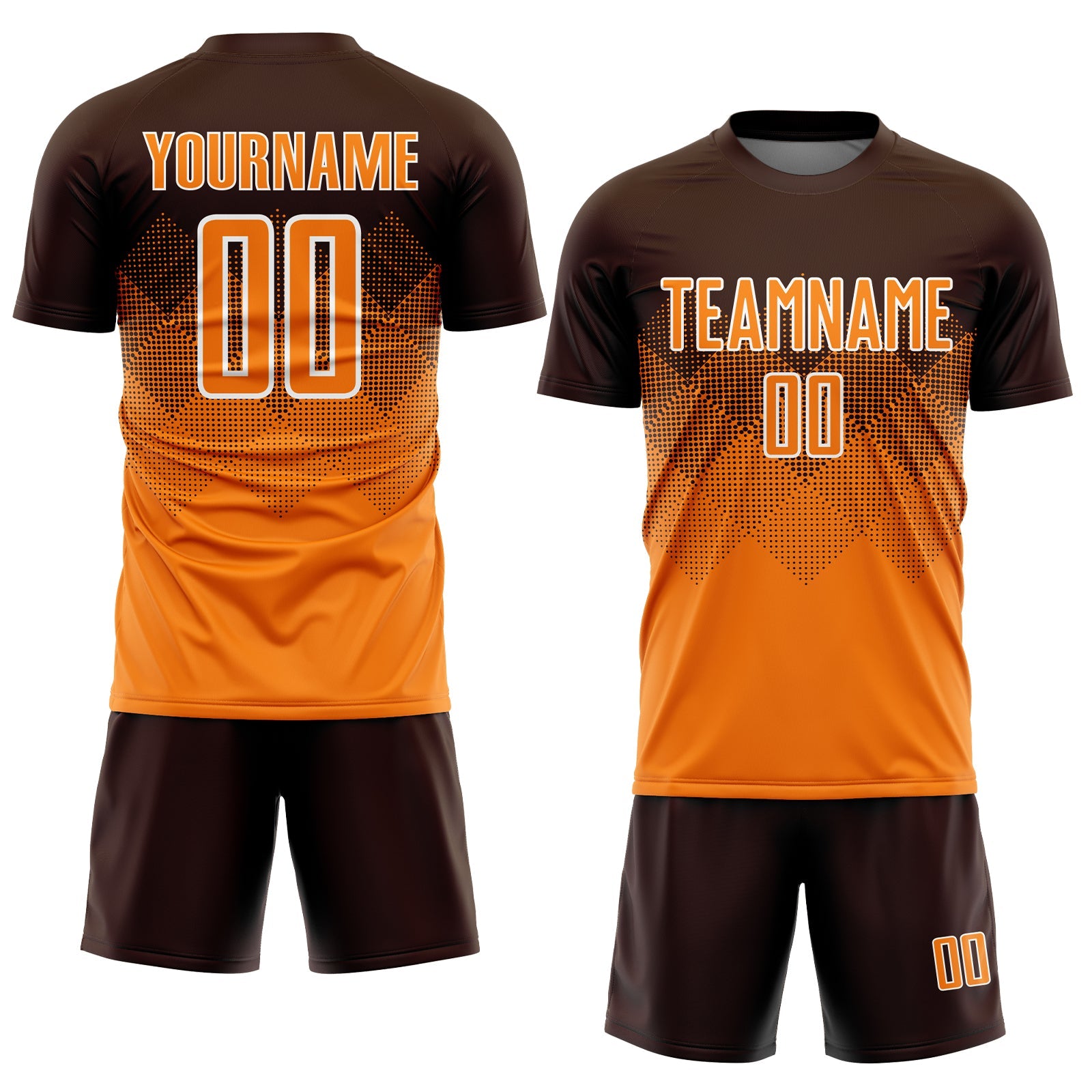Custom Brown Bay Orange-White Sublimation Soccer Uniform Jersey view 2