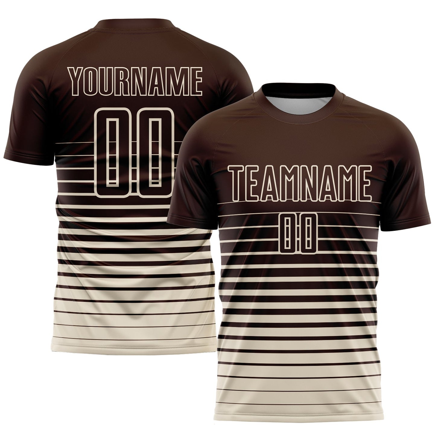 Custom Brown Cream Pinstripe Fade Fashion Sublimation Soccer Uniform Jersey - Main View