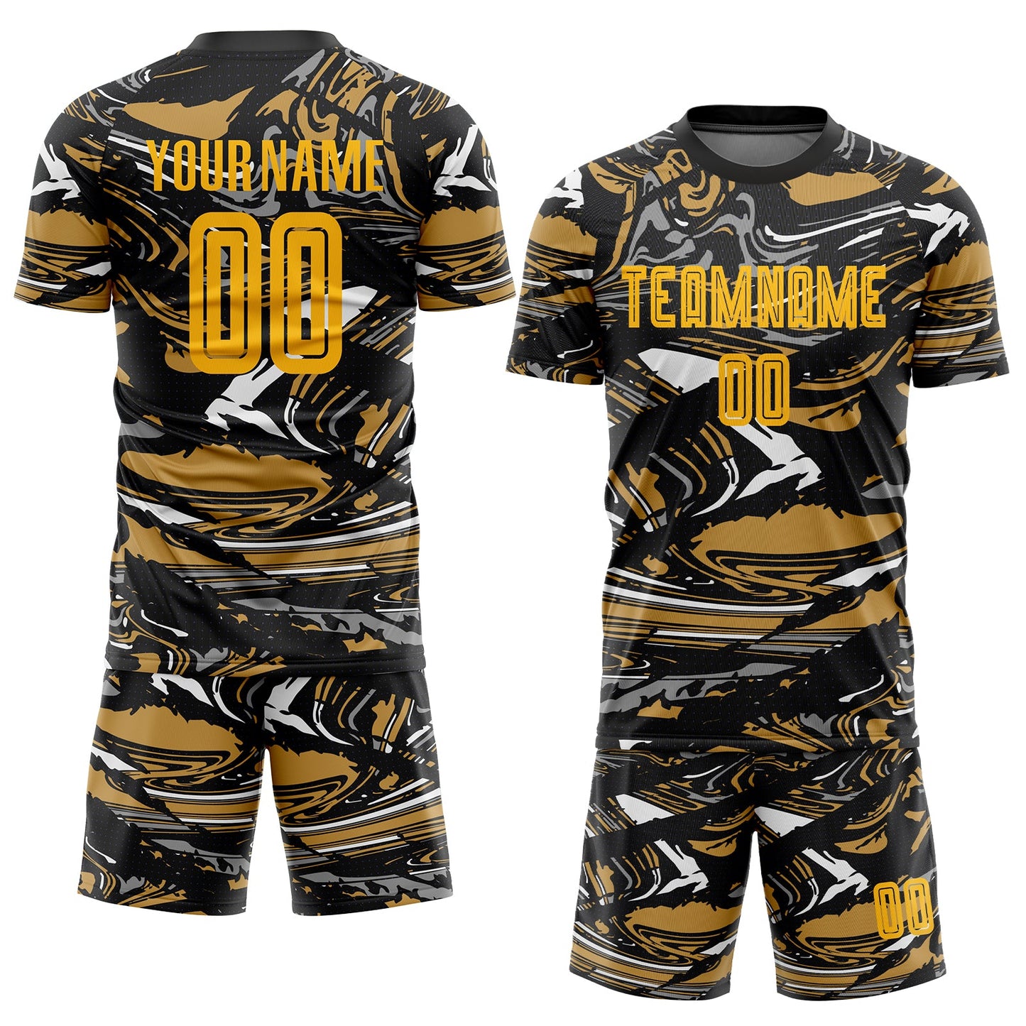 Custom Figure Gold-Old Gold Sublimation Soccer Uniform Jersey view 2