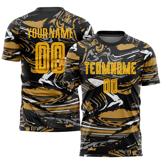 Custom Figure Gold-Old Gold Sublimation Soccer Uniform Jersey - Main View