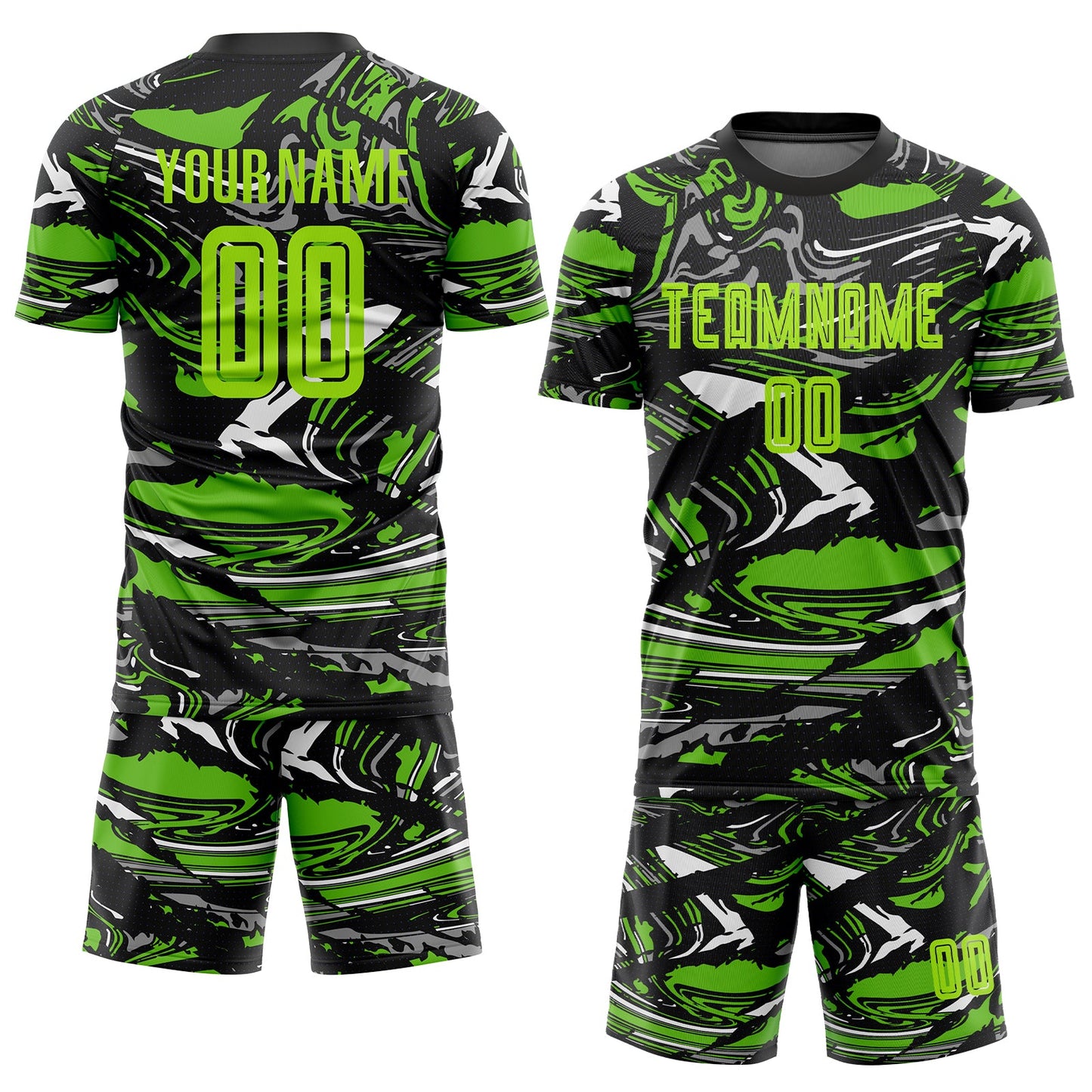 Custom Figure Neon Green-Aurora Green Sublimation Soccer Uniform Jersey view 2