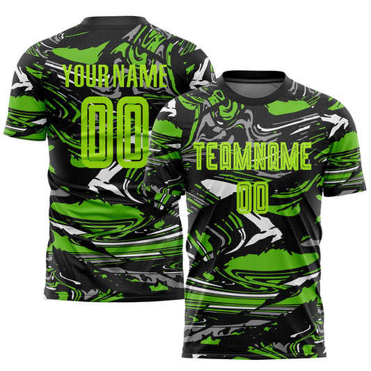 Custom Figure Neon Green-Aurora Green Sublimation Soccer Uniform Jersey - Main View