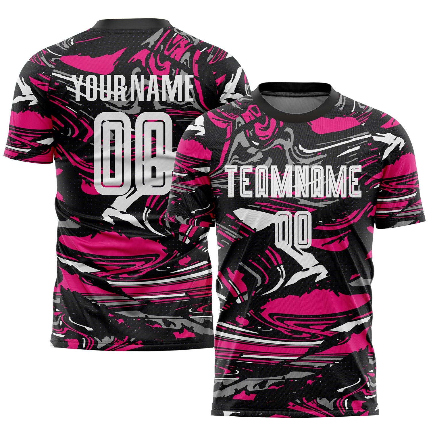Custom Figure White-Hot Pink Sublimation Soccer Uniform Jersey - Main View