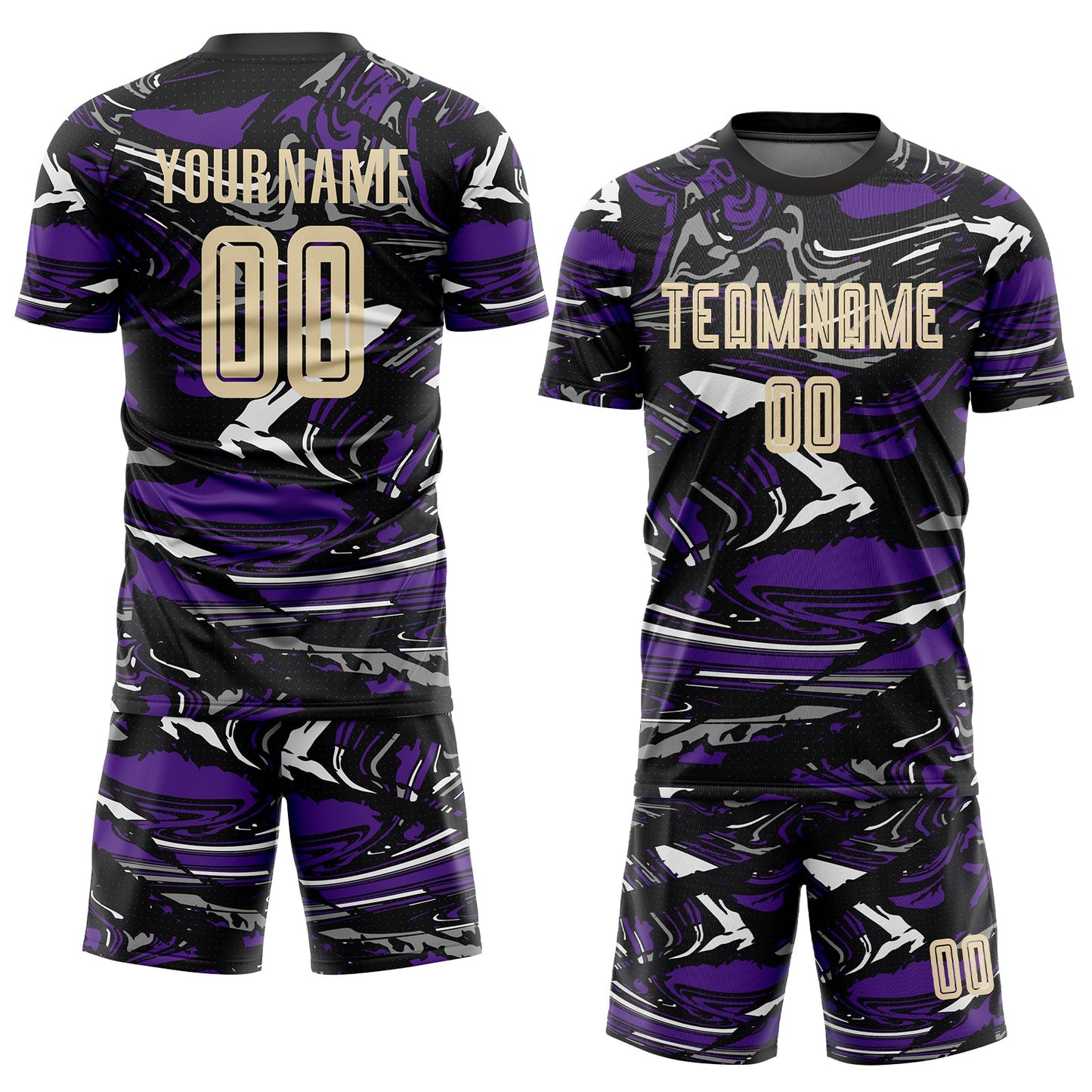 Custom Figure City Cream-Purple Sublimation Soccer Uniform Jersey view 2