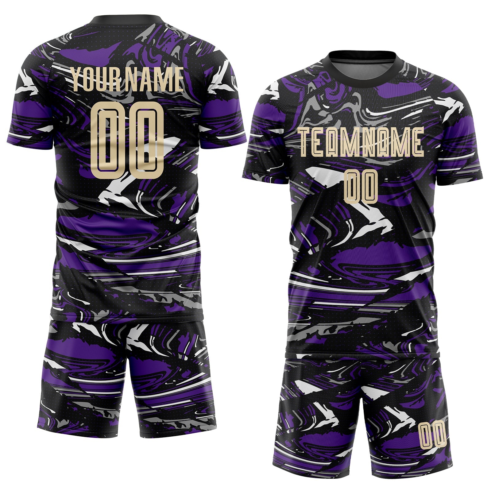 Custom Figure City Cream-Purple Sublimation Soccer Uniform Jersey view 2