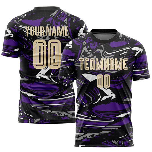 Custom Figure City Cream-Purple Sublimation Soccer Uniform Jersey - Main View