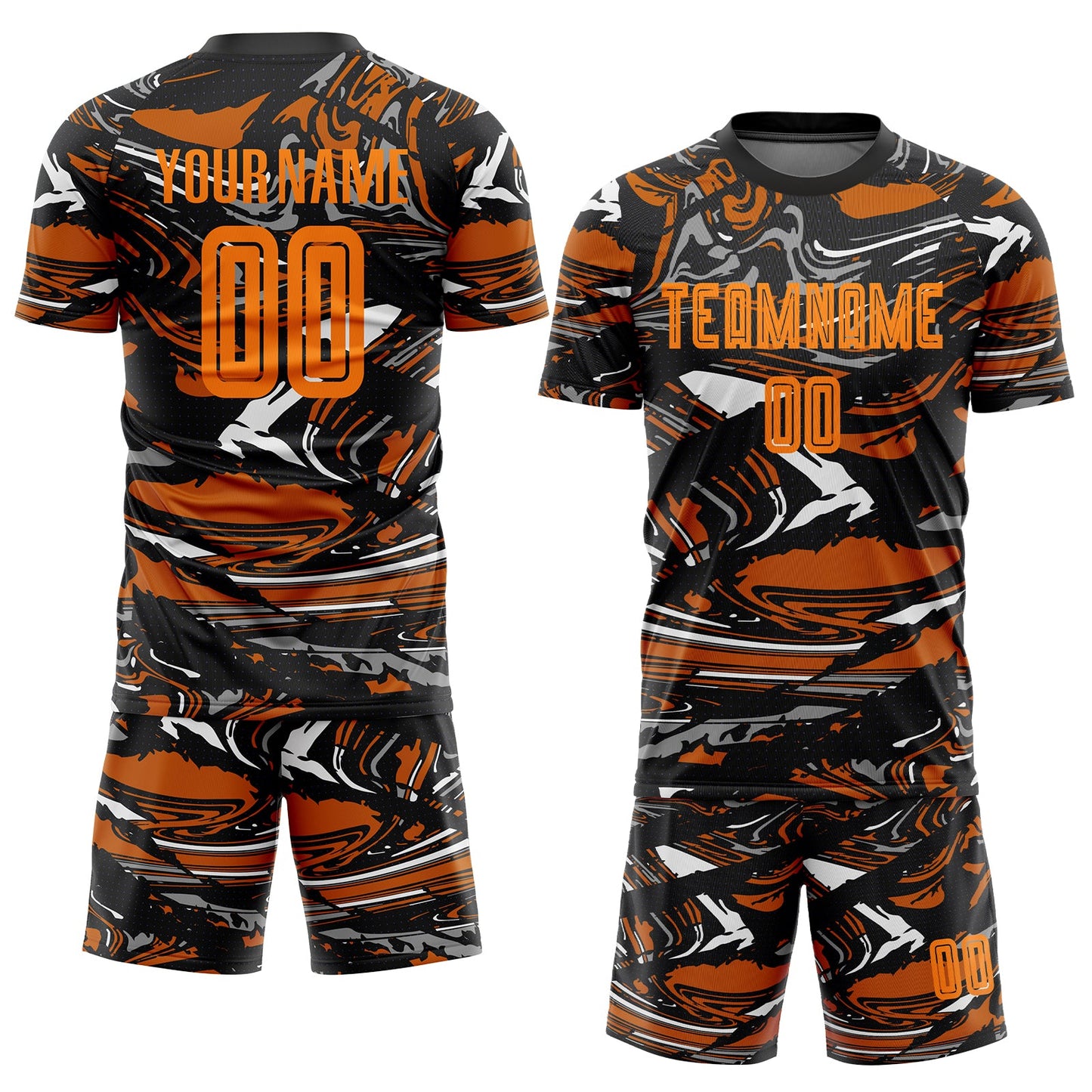 Custom Figure Bay Orange-Texas Orange Sublimation Soccer Uniform Jersey view 2