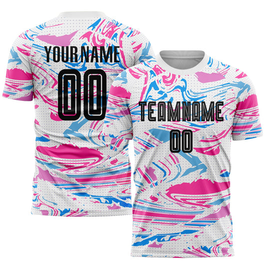 Custom Figure Black-Pink Sublimation Soccer Uniform Jersey - Main View