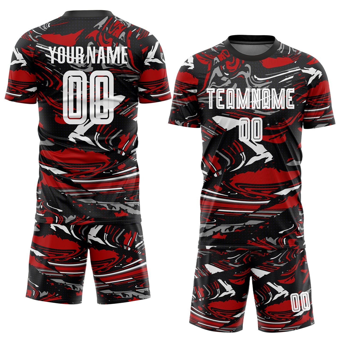 Custom Figure White-Red Sublimation Soccer Uniform Jersey view 2