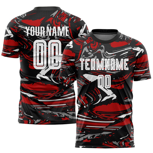 Custom Figure White-Red Sublimation Soccer Uniform Jersey - Main View