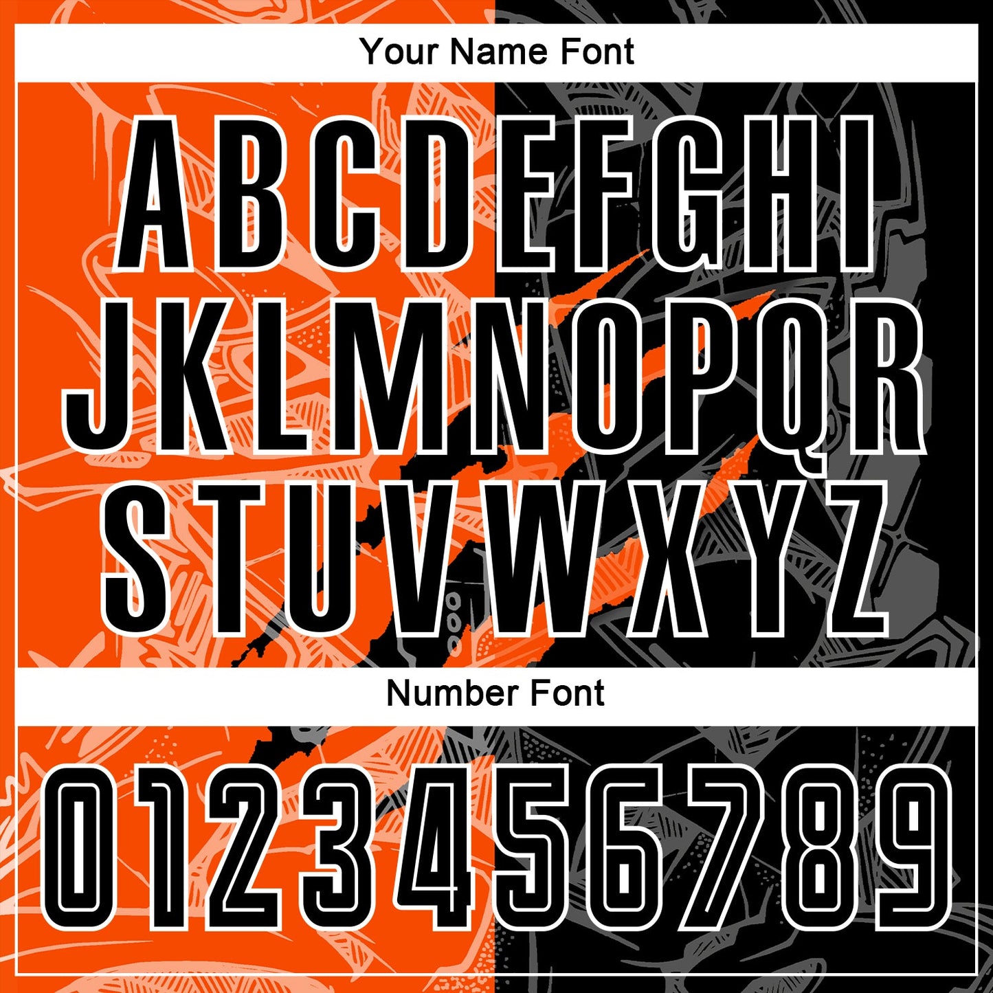 Custom Graffiti Pattern Black-Orange Scratch Sublimation Soccer Uniform Jersey view 5