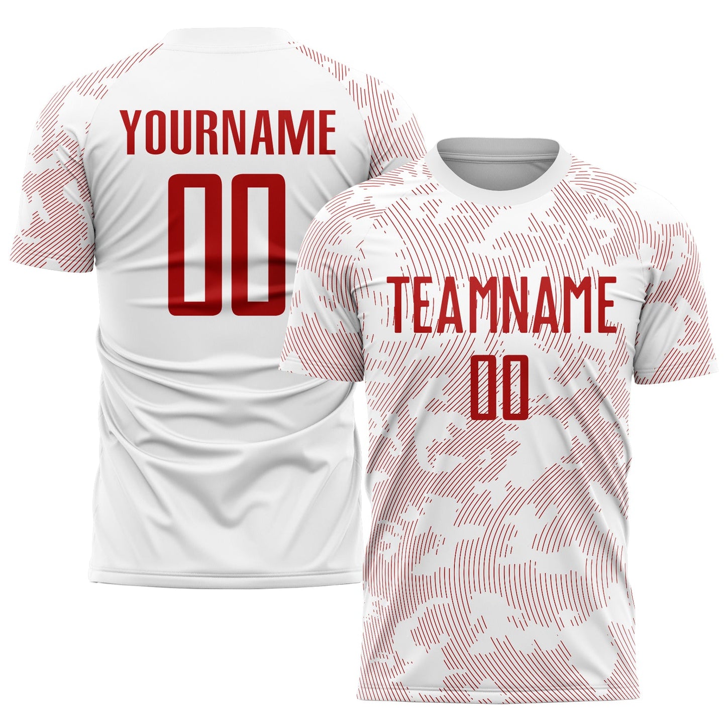 Custom White Red Sublimation Soccer Uniform Jersey - Main View