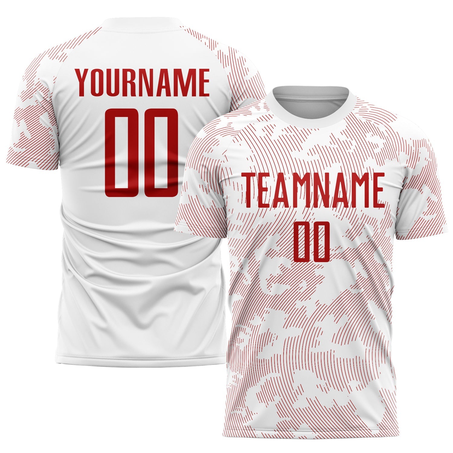 Custom White Red Sublimation Soccer Uniform Jersey - Main View