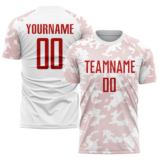Custom White Red Sublimation Soccer Uniform Jersey - Main View