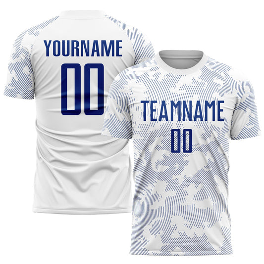 Custom White Royal Sublimation Soccer Uniform Jersey - Main View