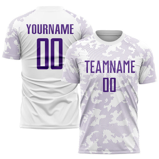 Custom White Purple Sublimation Soccer Uniform Jersey - Main View