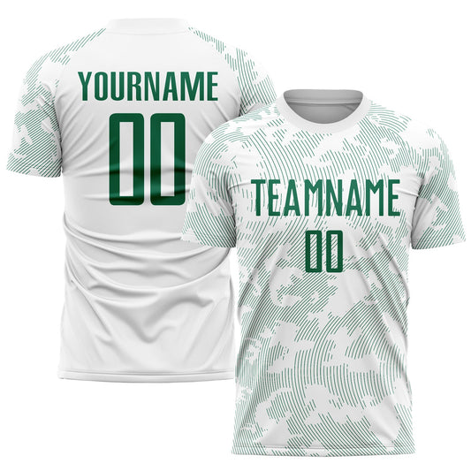 Custom White Kelly Green Sublimation Soccer Uniform Jersey - Main View