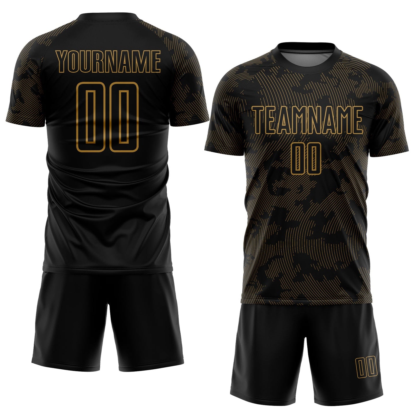 Custom Black Old Gold Sublimation Soccer Uniform Jersey view 2