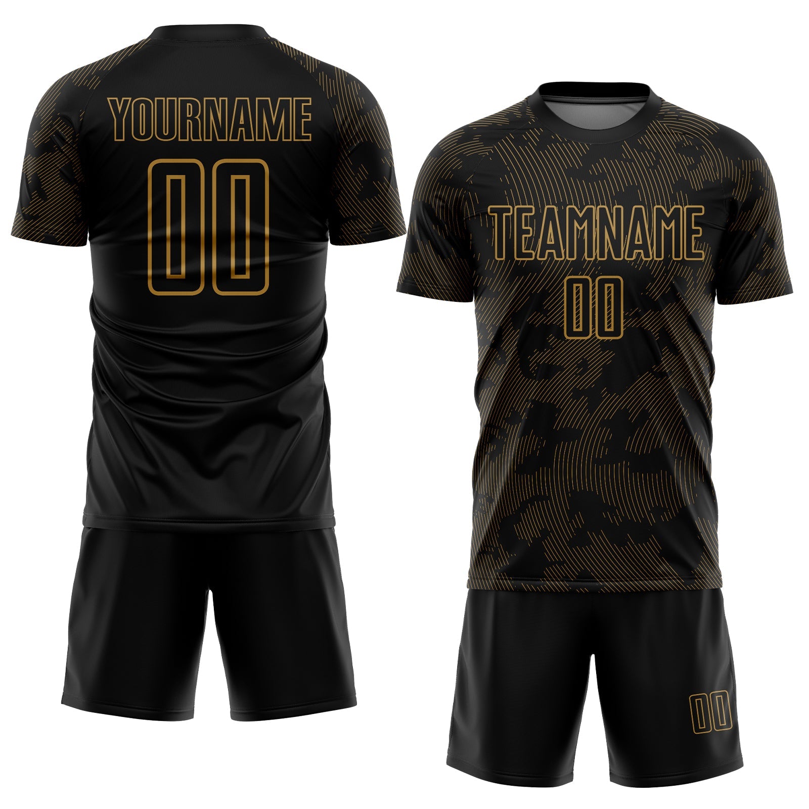 Custom Black Old Gold Sublimation Soccer Uniform Jersey view 2