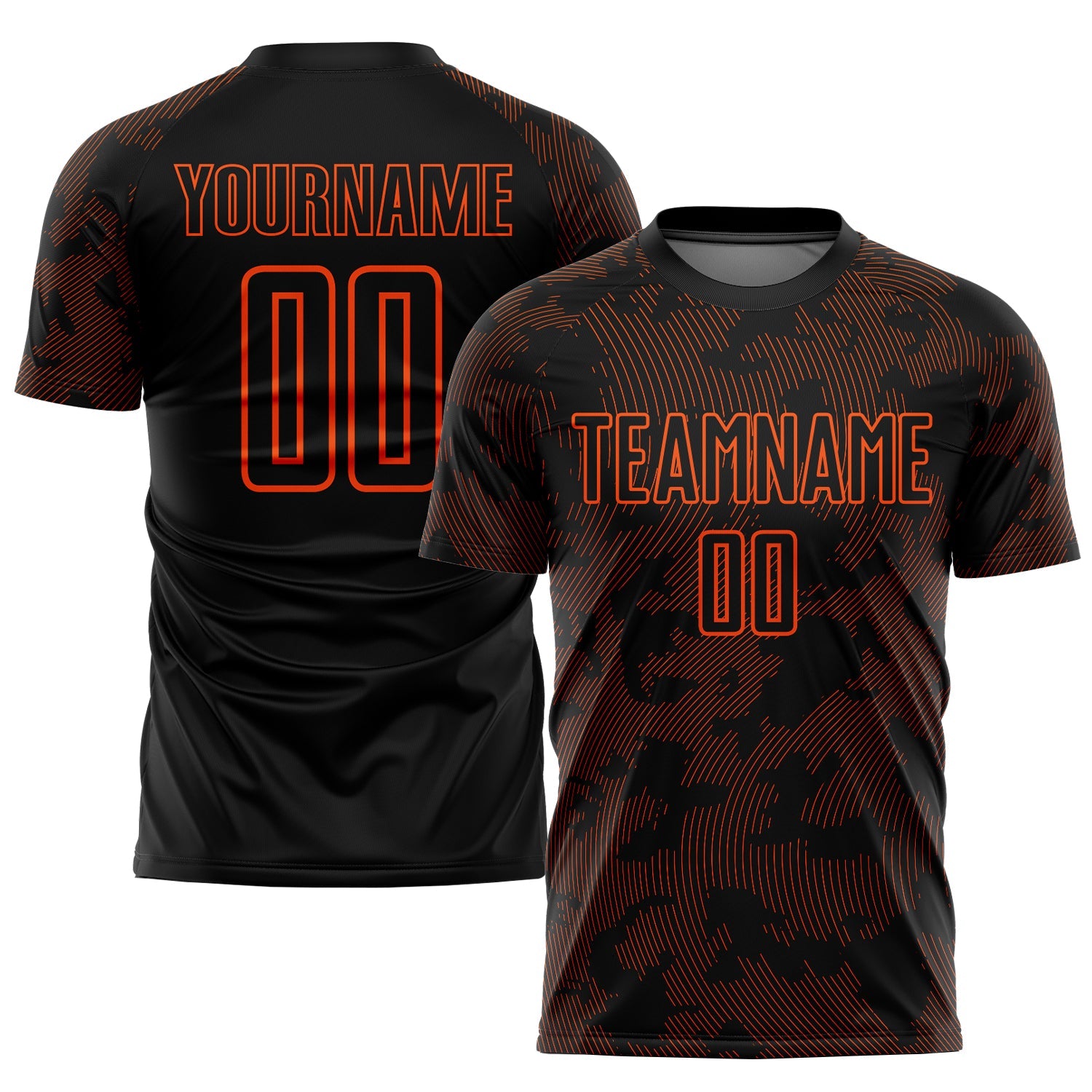 Custom Black Orange Sublimation Soccer Uniform Jersey - Main View