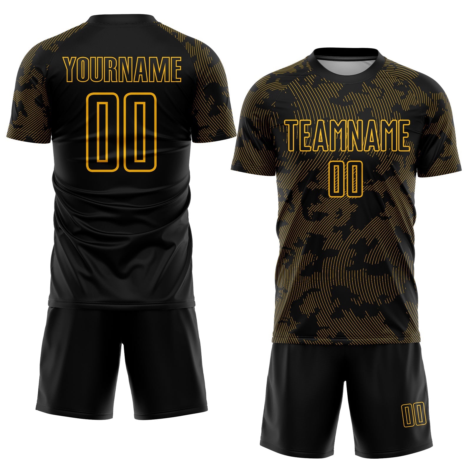 Custom Black Gold Sublimation Soccer Uniform Jersey view 2