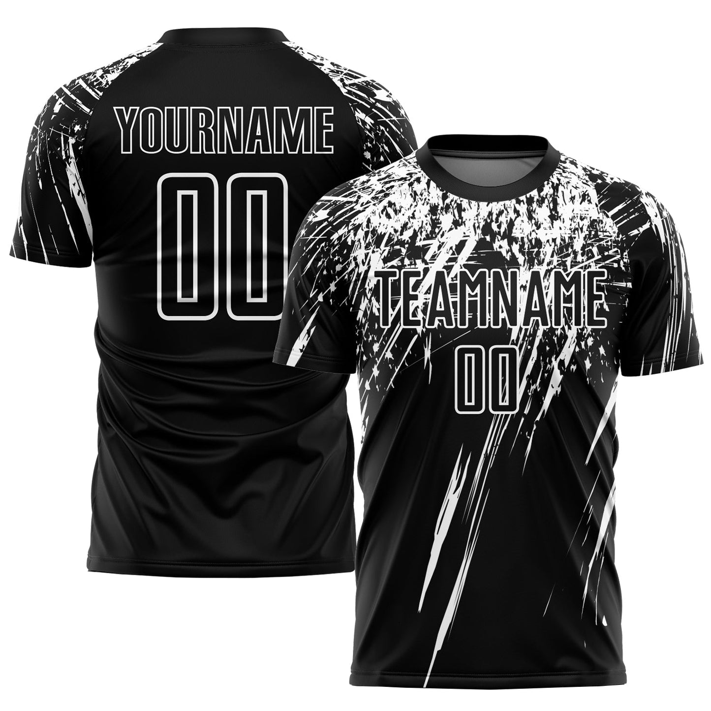 Custom Black White Sublimation Soccer Uniform Jersey - Main View