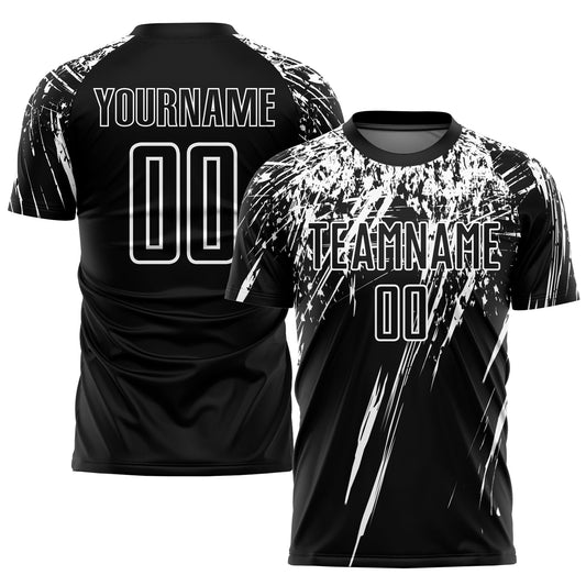 Custom Black White Sublimation Soccer Uniform Jersey - Main View