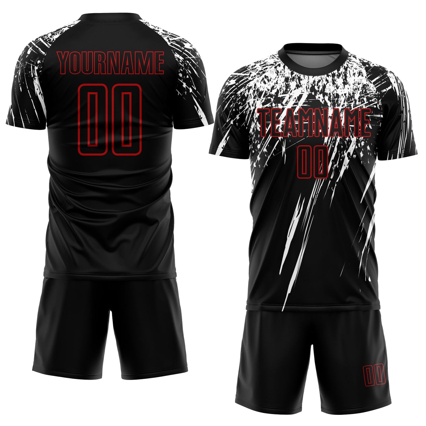 Custom Black Red-White Sublimation Soccer Uniform Jersey view 2