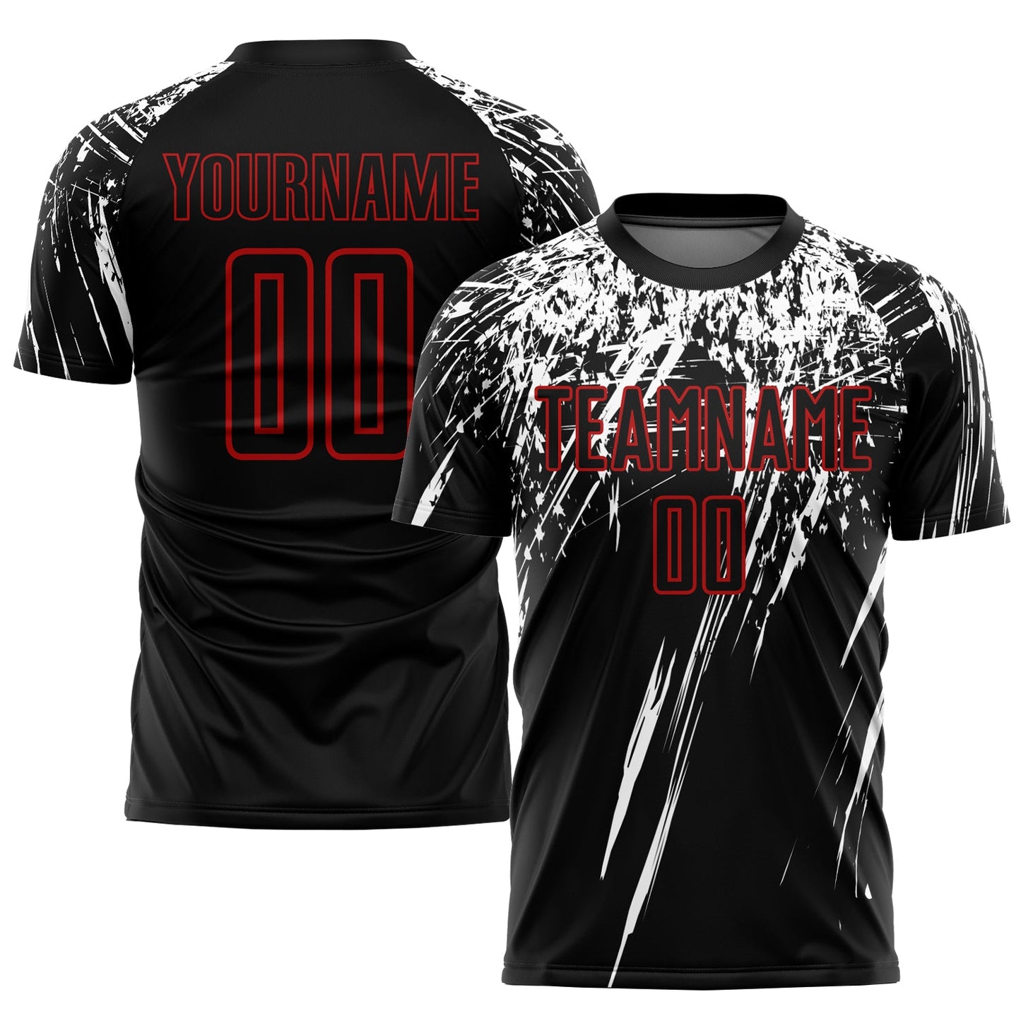 Custom Black Red-White Sublimation Soccer Uniform Jersey - Main View