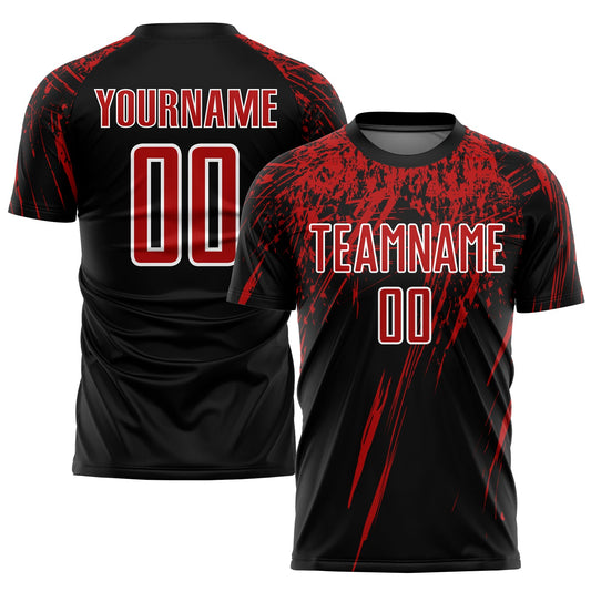 Custom Black Red-White Sublimation Soccer Uniform Jersey - Main View