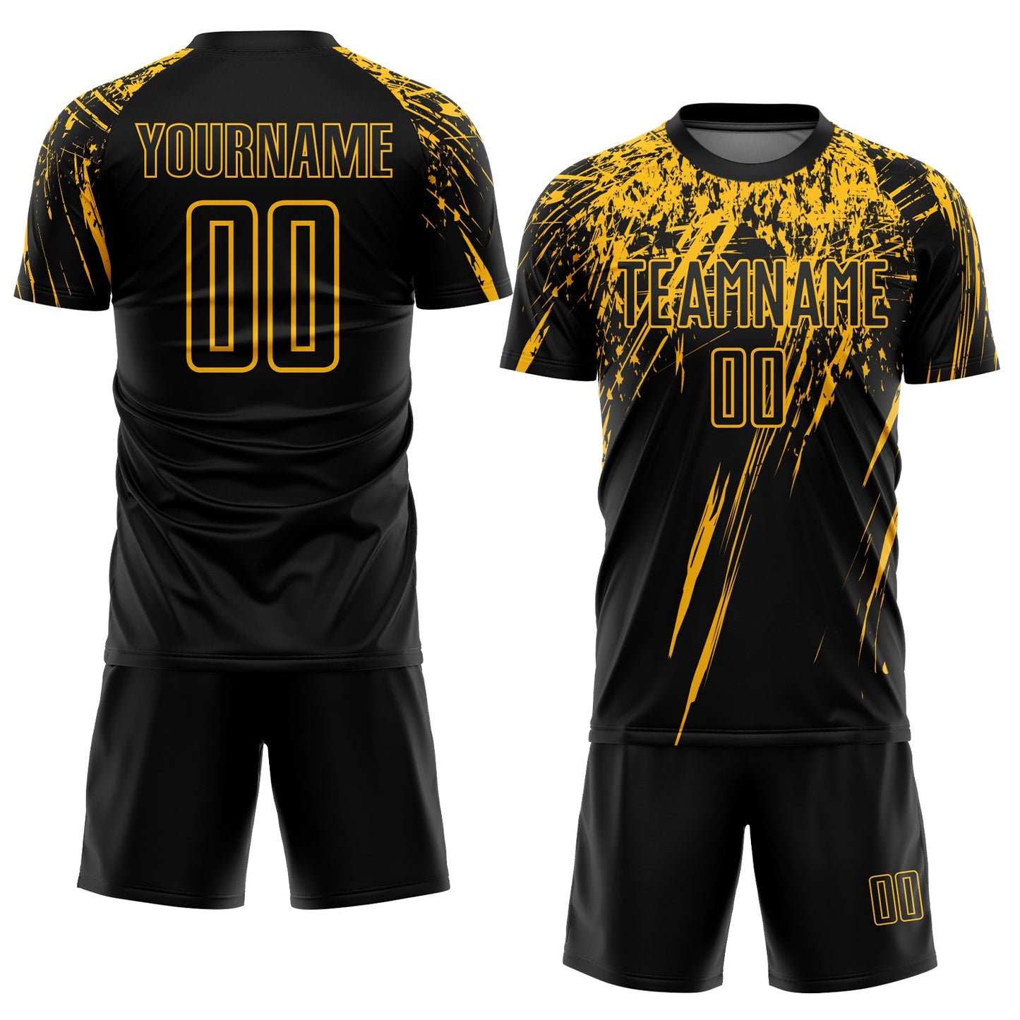 Custom Black Gold Sublimation Soccer Uniform Jersey view 2