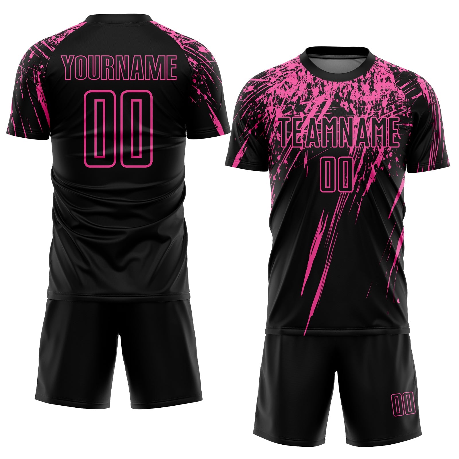 Custom Black Pink Sublimation Soccer Uniform Jersey view 2