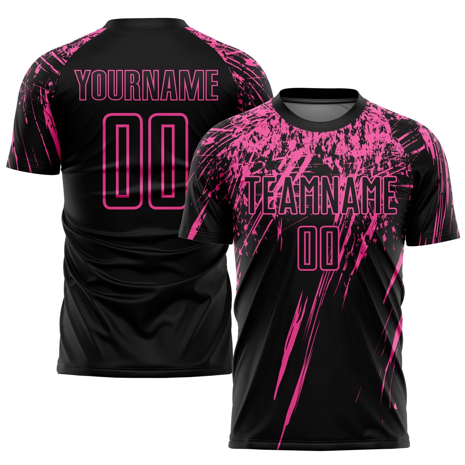 Custom Black Pink Sublimation Soccer Uniform Jersey - Main View