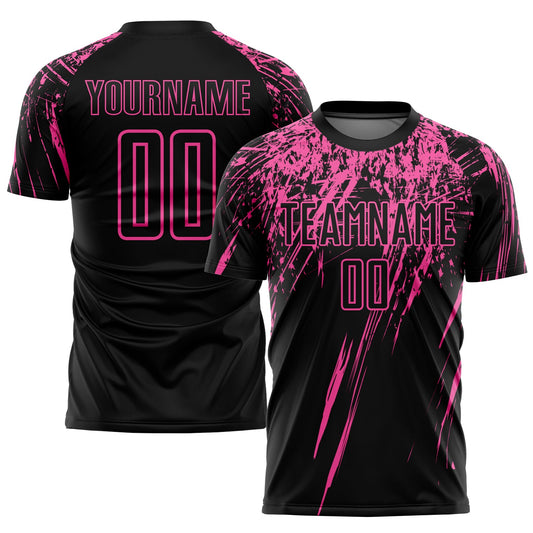 Custom Black Pink Sublimation Soccer Uniform Jersey - Main View