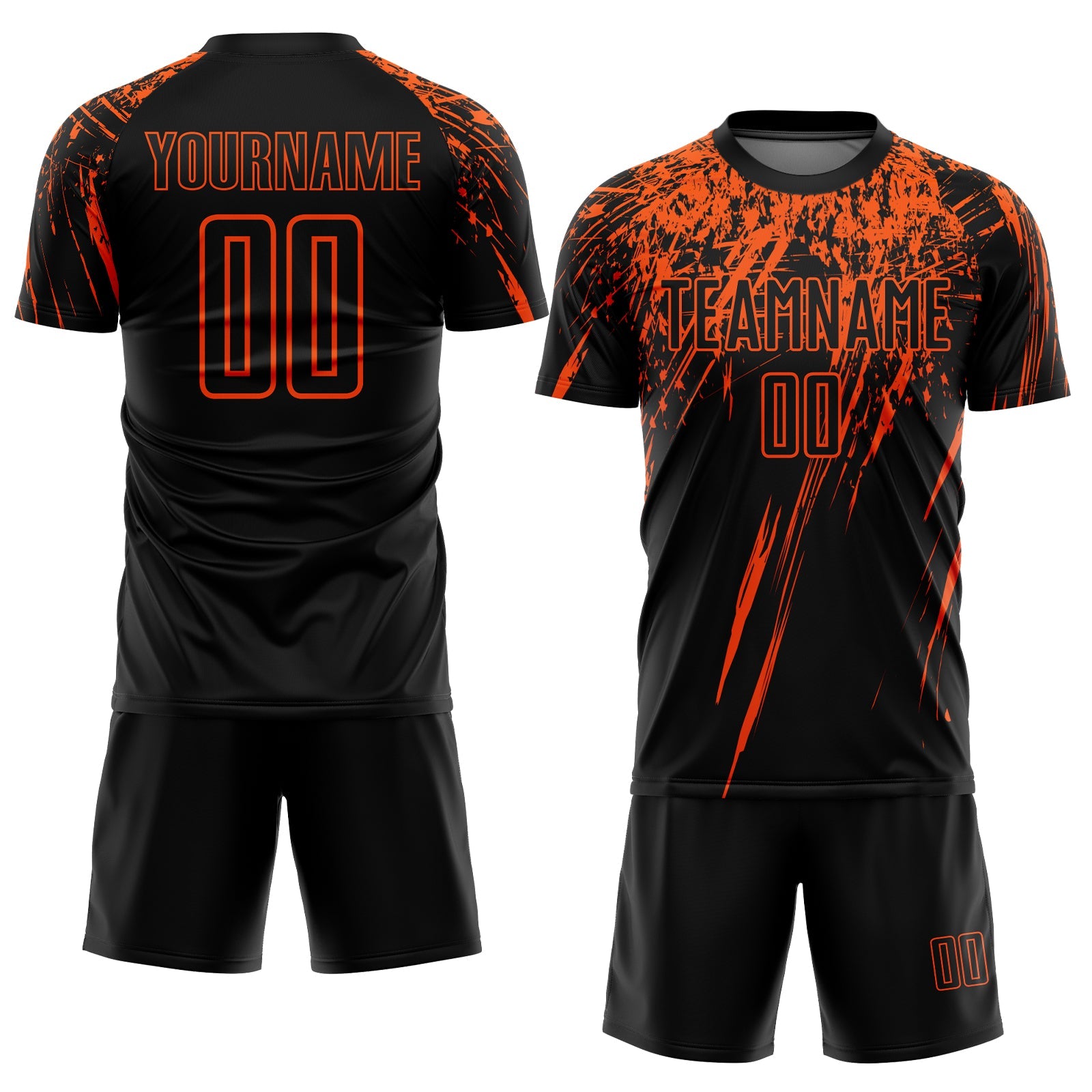 Custom Black Orange Sublimation Soccer Uniform Jersey view 2