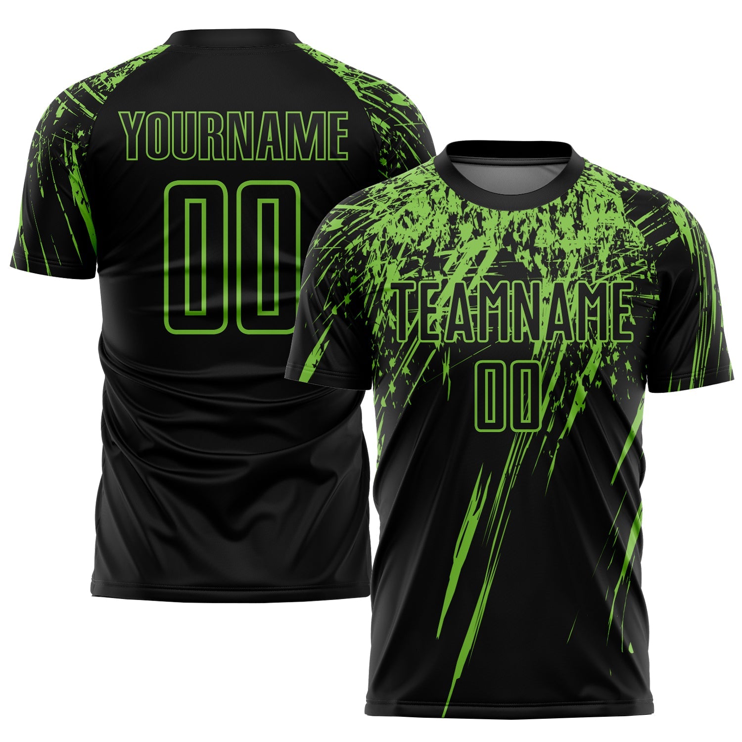 Custom Black Neon Green Sublimation Soccer Uniform Jersey - Main View